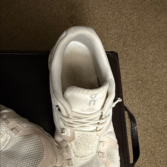 On Running Cream and White Athletic Shoes - Picture 2 of 2